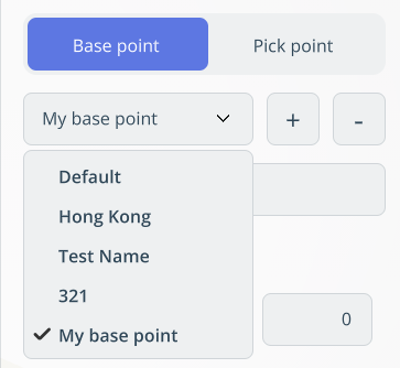 List of base points with add and delete buttons