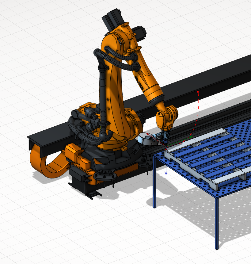 Robot performing a nailing operation