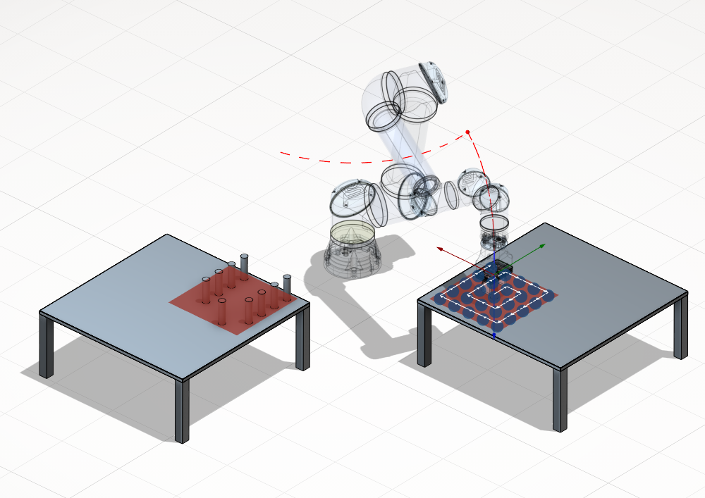 Robot at the destination tray for a place operation